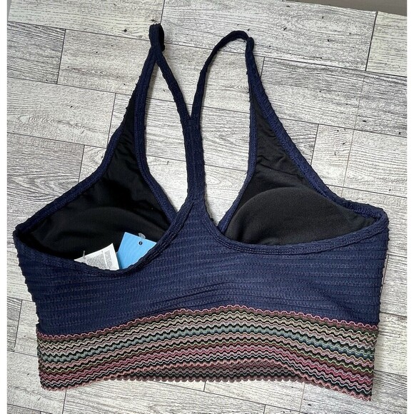 Cupshe Women's M Blue Textured Rainbow Halter Crop Swim Top Padded - Picture 6 of 12